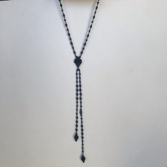 Black tassel choker. Liz Claiborne 15” length with 9” tassels - Picture 3 of 11